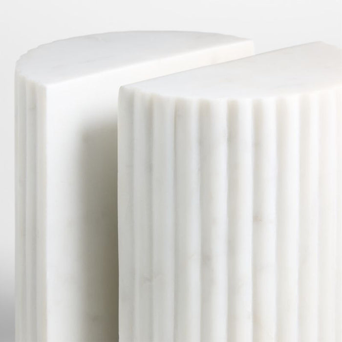 Jolie White Marble Bookends, Set of 2