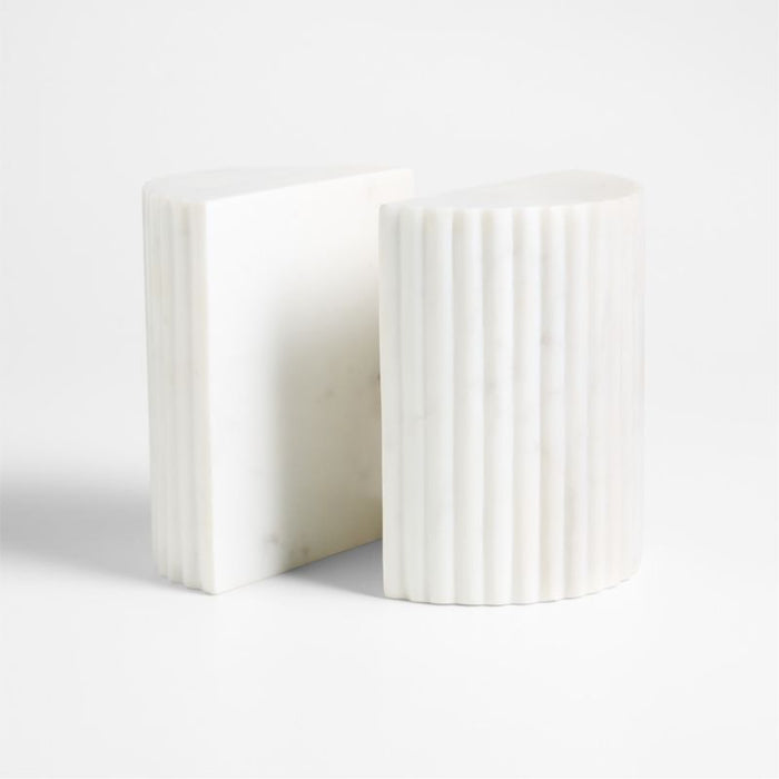 Jolie White Marble Bookends, Set of 2