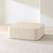 Kahn Cream Ribbed Concrete and Oak Wood 44" Rounded Square Coffee Table
