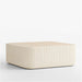 Kahn Cream Ribbed Concrete and Oak Wood 44" Rounded Square Coffee Table