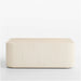 Kahn Cream Ribbed Concrete and Oak Wood 44" Rounded Square Coffee Table