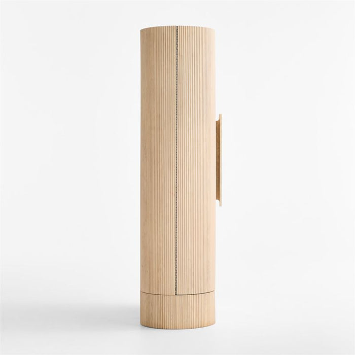 Kahn 41" Ribbed Whitewashed Oak Wood Closed Storage Cabinet