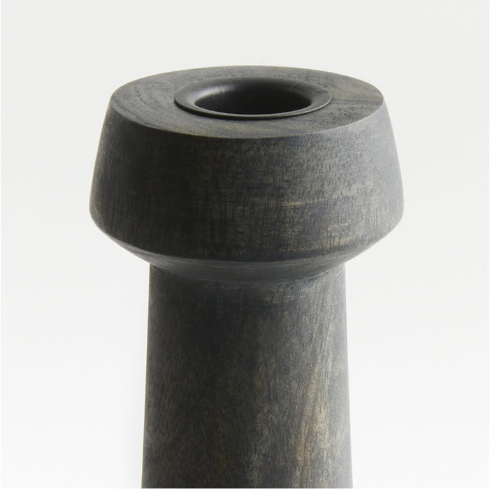 Katin Large Black Wood Taper Candle Holder 11.5"