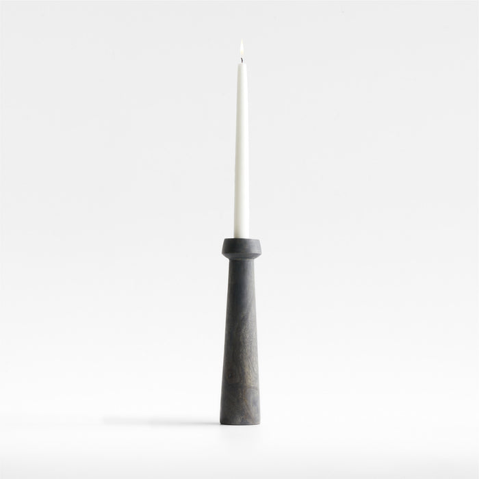Katin Large Black Wood Taper Candle Holder 11.5"
