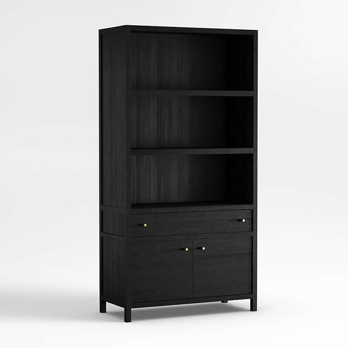 Keane 40" Black Wood Storage Bookcase