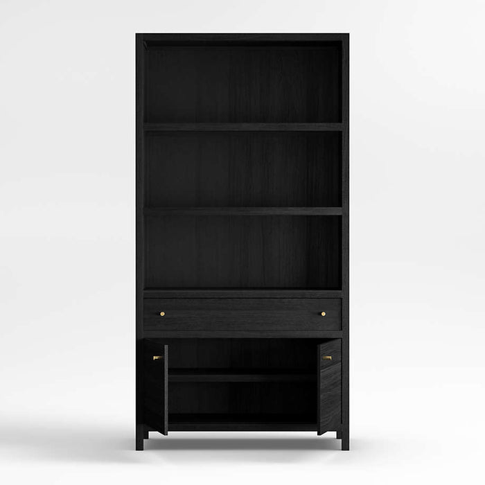 Keane 40" Black Wood Storage Bookcase