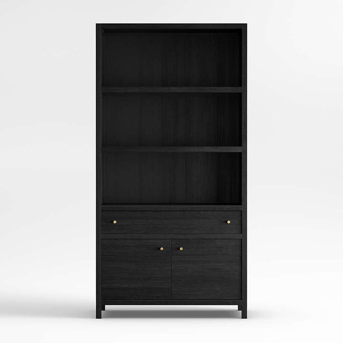 Keane 40" Black Wood Storage Bookcase