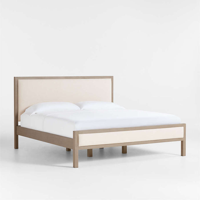 Keane Weathered Natural Wood Upholstered King Bed
