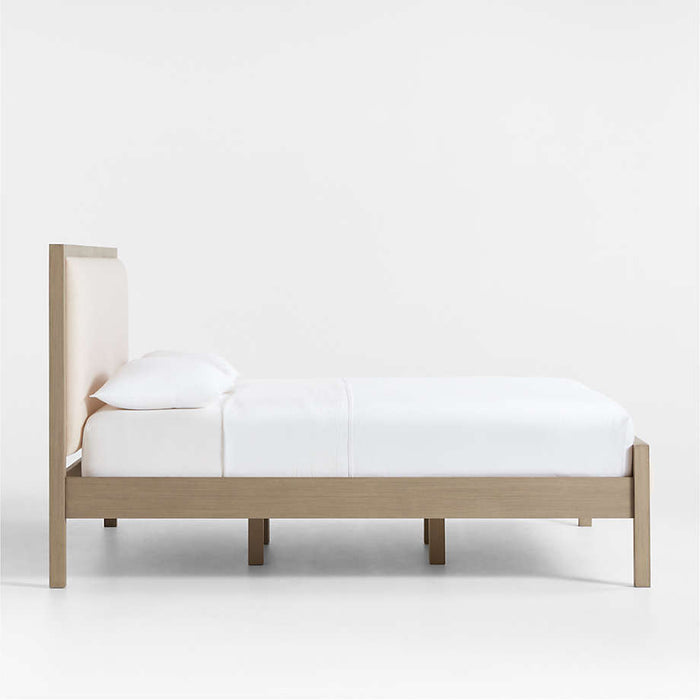 Keane Weathered Natural Wood Upholstered King Bed