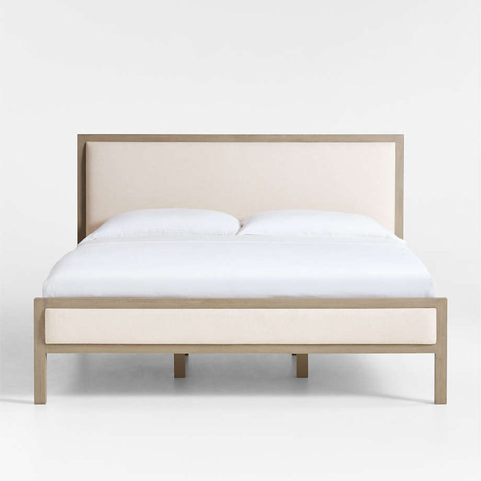 Keane Weathered Natural Wood Upholstered Queen Bed