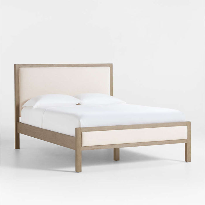 Keane Weathered Natural Wood Upholstered Queen Bed