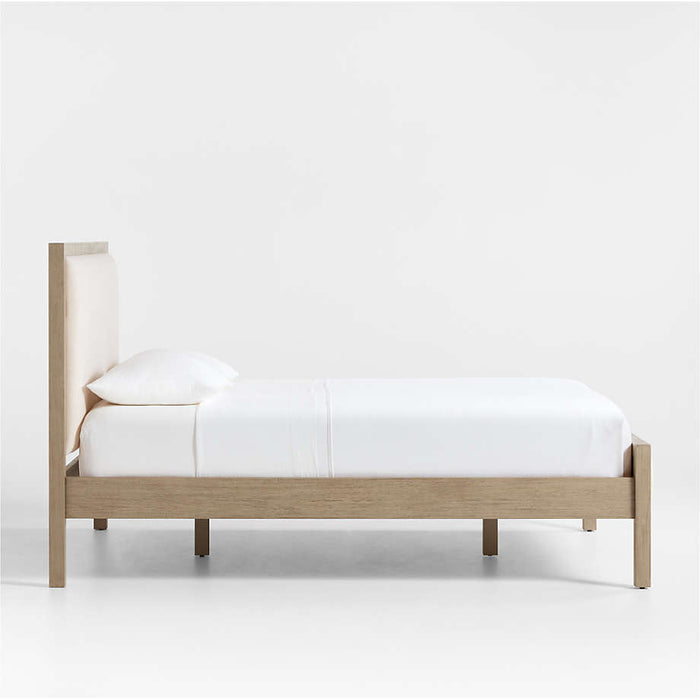 Keane Weathered Natural Wood Upholstered Queen Bed