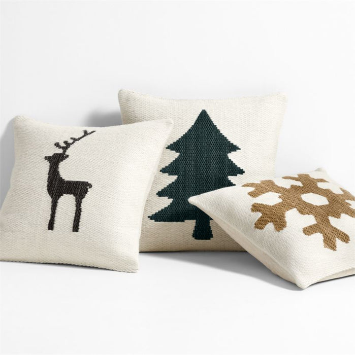 Reindeer Kilim 20"x20" Ink Black and Arctic Ivory Throw Pillow Cover