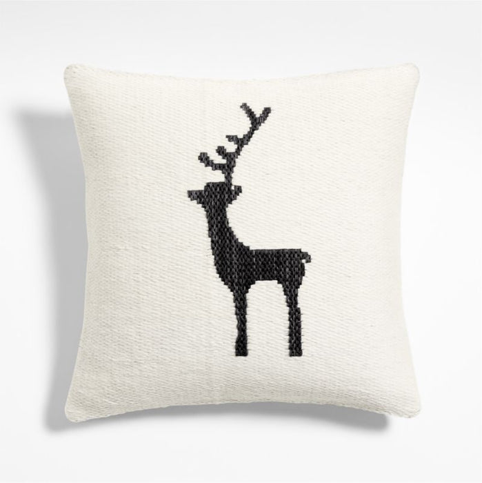 Reindeer Kilim 20"x20" Ink Black and Arctic Ivory Throw Pillow Cover