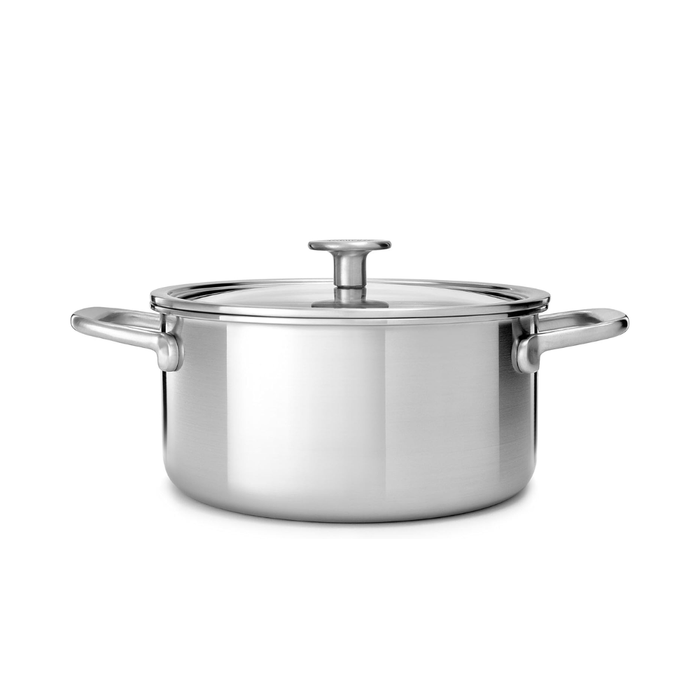 KitchenAid Multi-Ply Stainless Steel Covered Casserole 24cm / 4.91L Uncoated