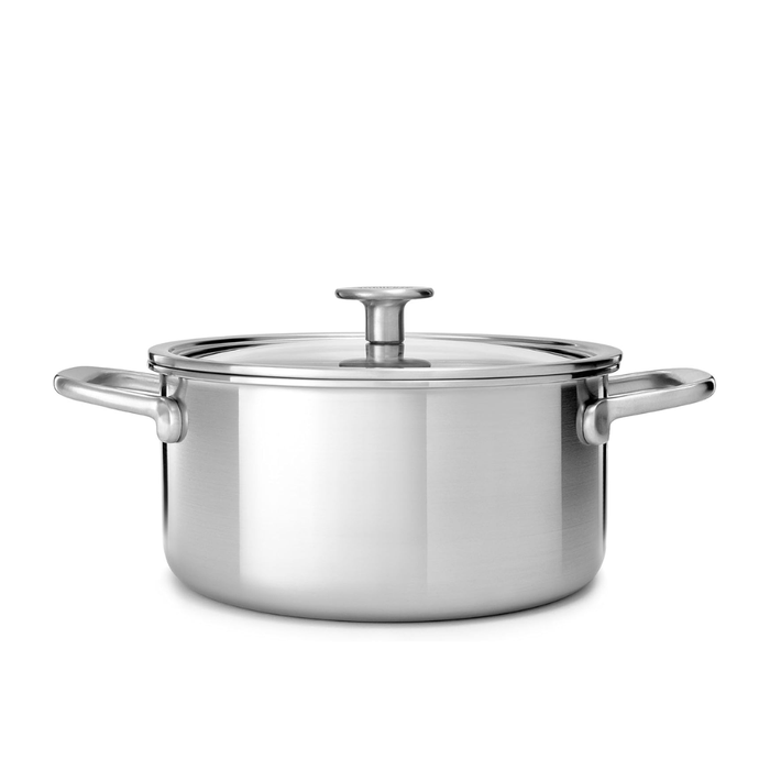 KitchenAid Multi-Ply Stainless Steel Covered Casserole 24cm / 4.91L Uncoated