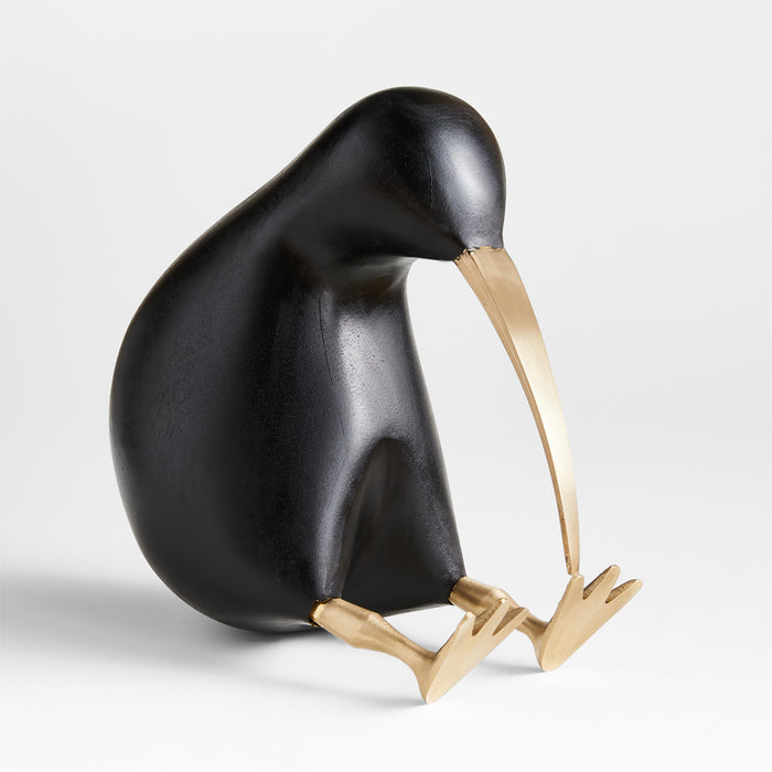 Extra-Large Black Wood Kiwi Bird