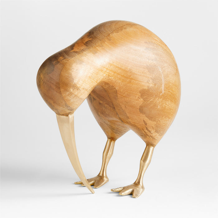 Extra-Large Brown Natural Wood Kiwi Bird