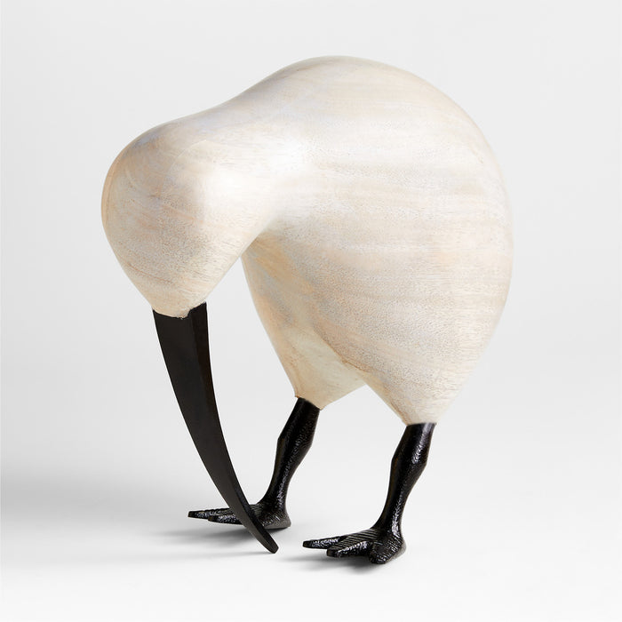 Extra-Large White Wood Kiwi Bird