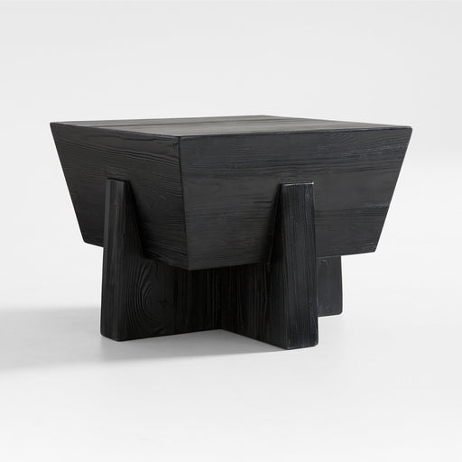 Kota Square Textured Black Pine Side Table