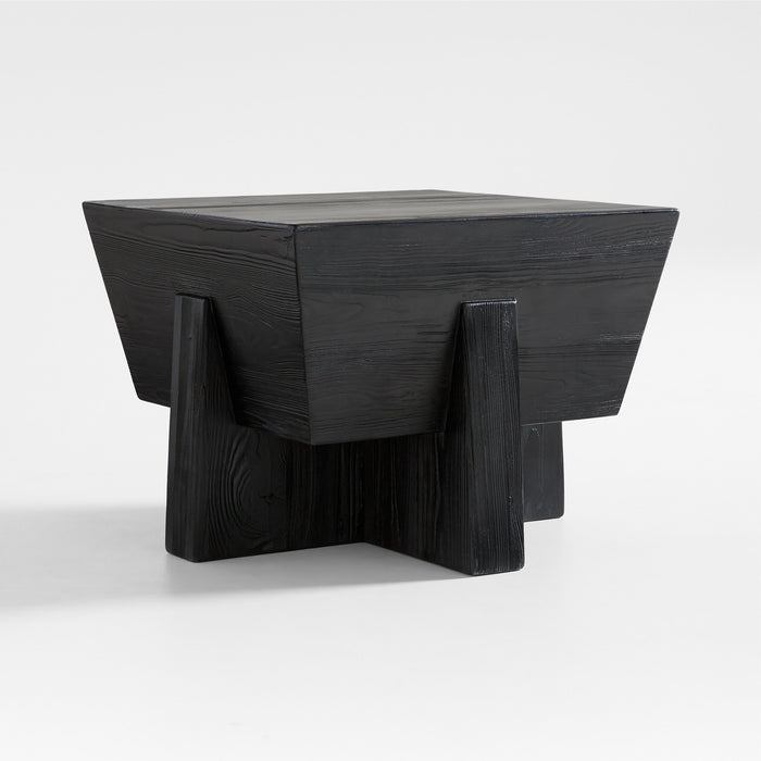 Kota Square Textured Black Pine Side Table