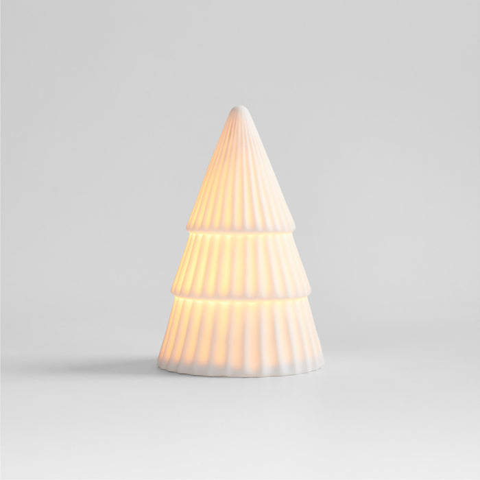 LED Extra-Small White Porcelain Christmas Tree Decorative Object