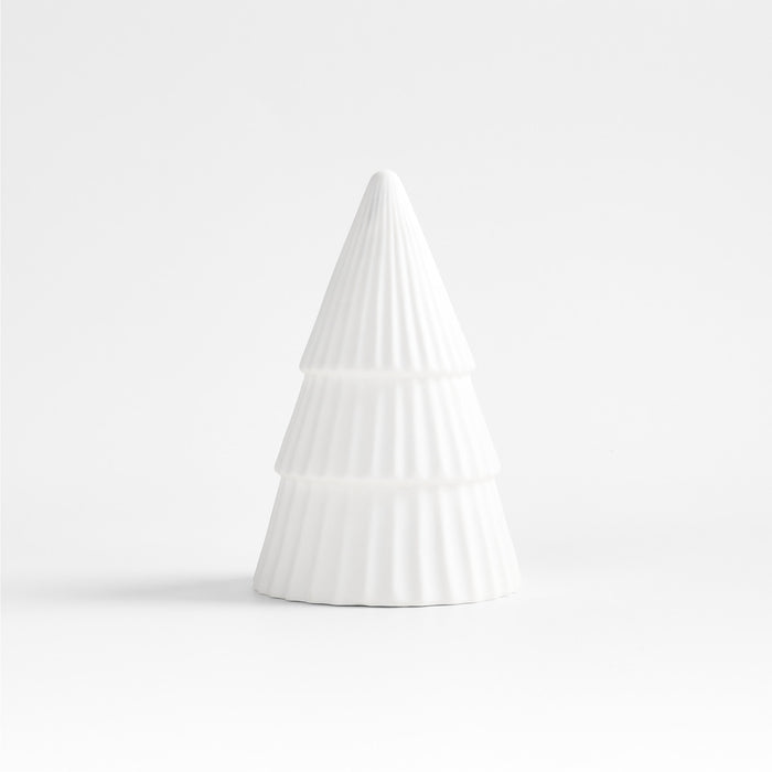 LED Extra-Small White Porcelain Christmas Tree Decorative Object