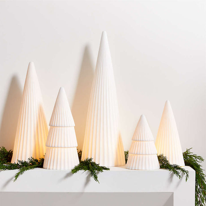 LED Medium White Porcelain Christmas Tree Decorative Object