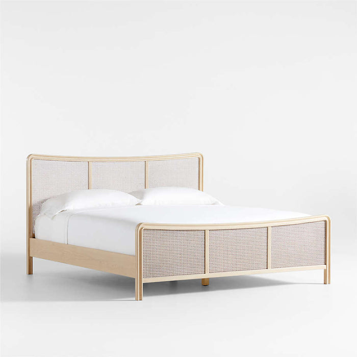 Fields Cane and White Oak Wood King Bed by Leanne Ford