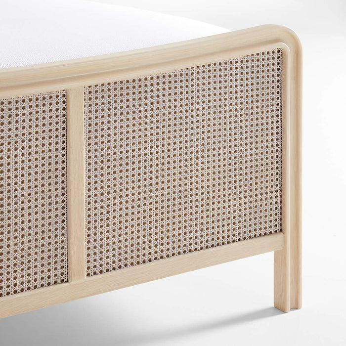 Fields Cane and White Oak Wood Queen Bed by Leanne Ford