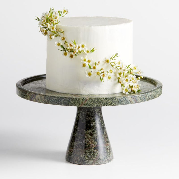 Green Moss Marble Pedestal Cake Stand by Laura Kim