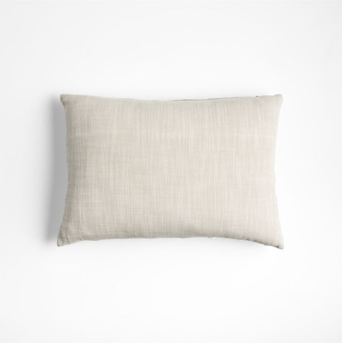 Embroidered Organic Cotton 22"x15" Arctic Ivory Throw Pillow Cover by Lisa Whittington
