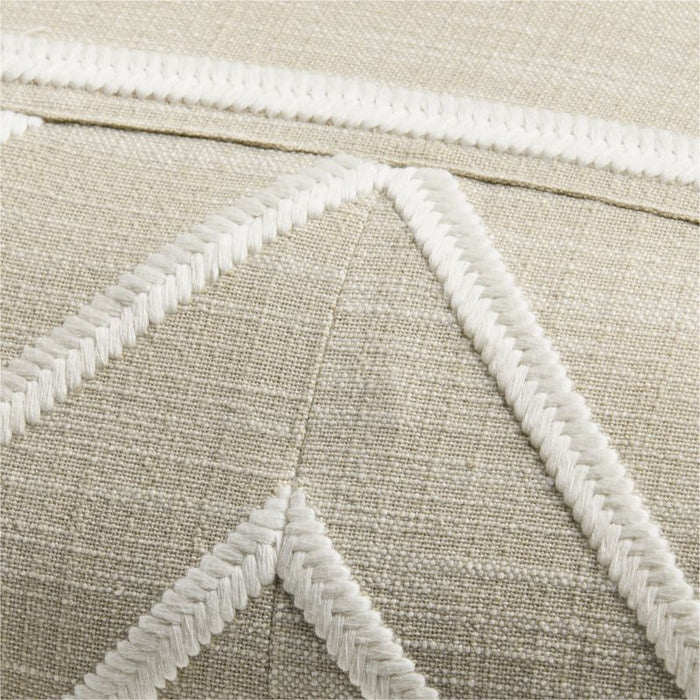 Embroidered Organic Cotton 22"x15" Arctic Ivory Throw Pillow Cover by Lisa Whittington