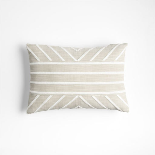 Embroidered Organic Cotton 22"x15" Arctic Ivory Throw Pillow Cover by Lisa Whittington