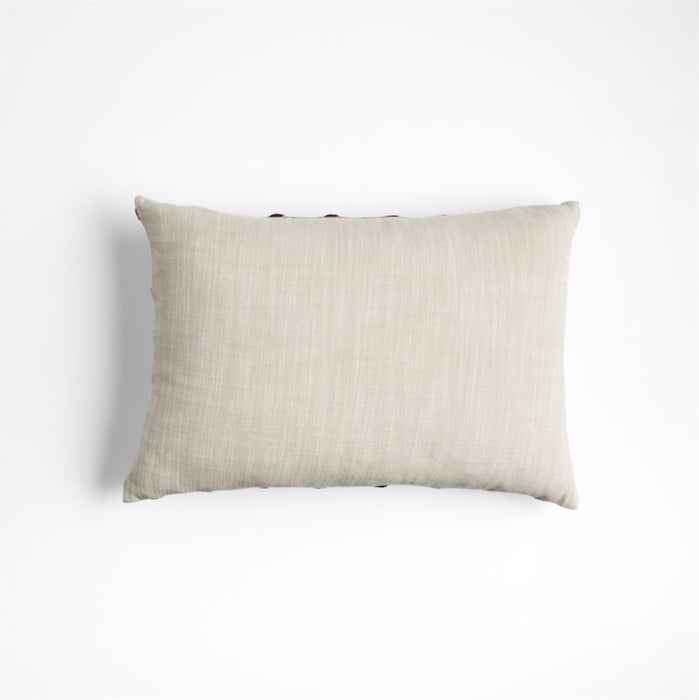 Embroidered Organic Cotton 22"x15" Ink Black Throw Pillow Cover by Lisa Whittington