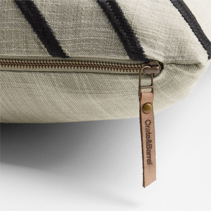 Embroidered Organic Cotton 22"x15" Ink Black Throw Pillow Cover by Lisa Whittington