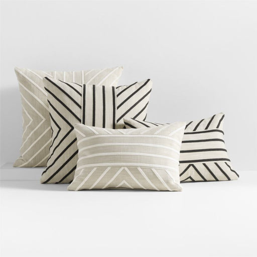 Embroidered Organic Cotton 22"x15" Arctic Ivory Throw Pillow Cover by Lisa Whittington