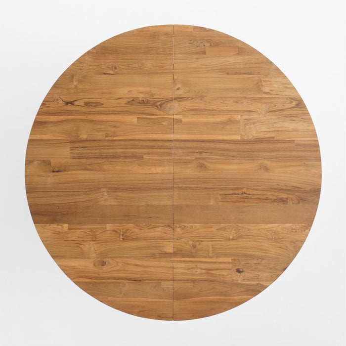 Lakin 50"-74" Teak Wood Round Extendable Dining Table