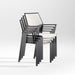 Lanai White Mesh Square Stackable Outdoor Dining Chair with Arms