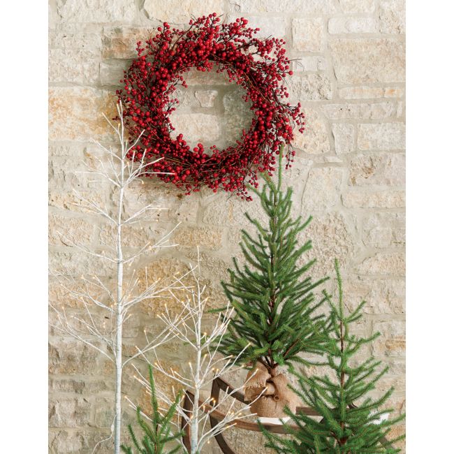 Faux Red Berry Wreath 30"