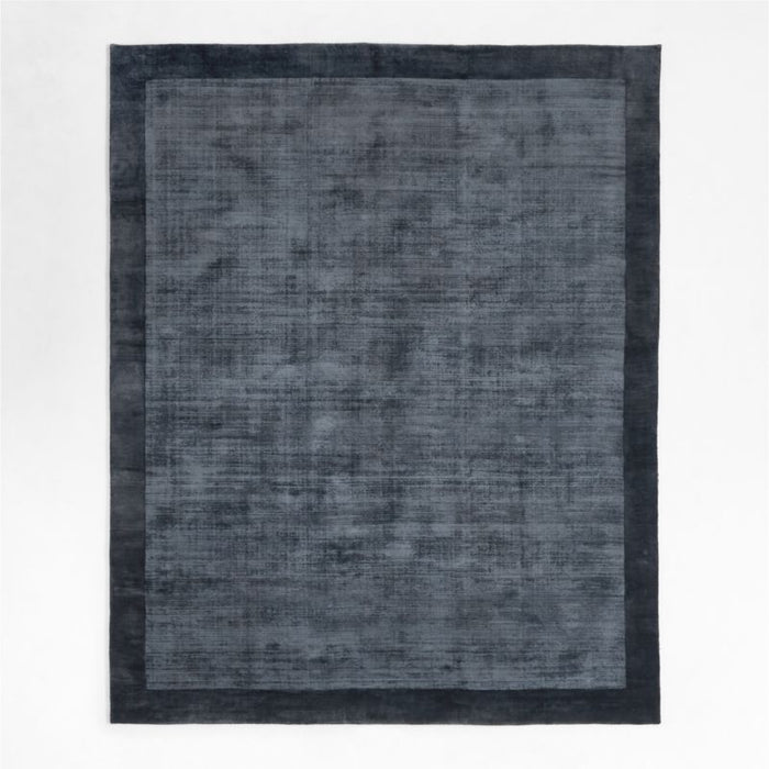 Laval Border Viscose Handwoven Blue Area Rug 10'x14'