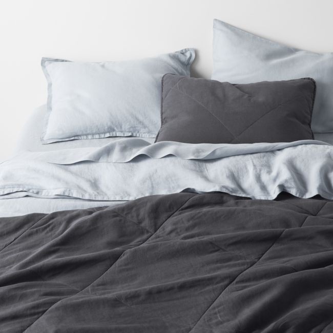 Aire Natural European Linen Mist Blue Euro Bed Pillow Sham