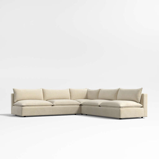 Lotus Deep Modular 3-Piece L-Shaped Armless Sectional Sofa