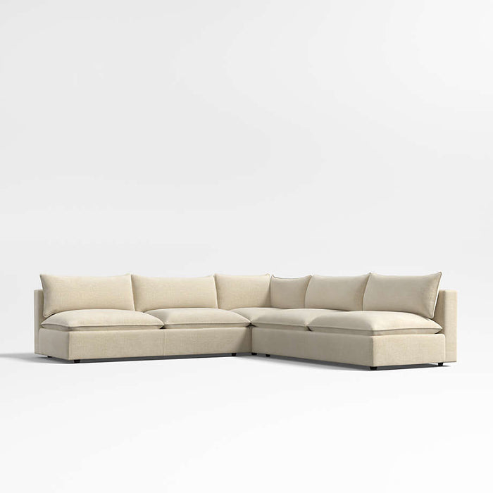 Lotus Deep Modular 3-Piece L-Shaped Armless Sectional Sofa