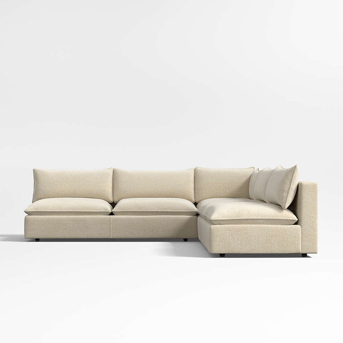 Lotus Deep Modular 3-Piece L-Shaped Armless Sectional Sofa