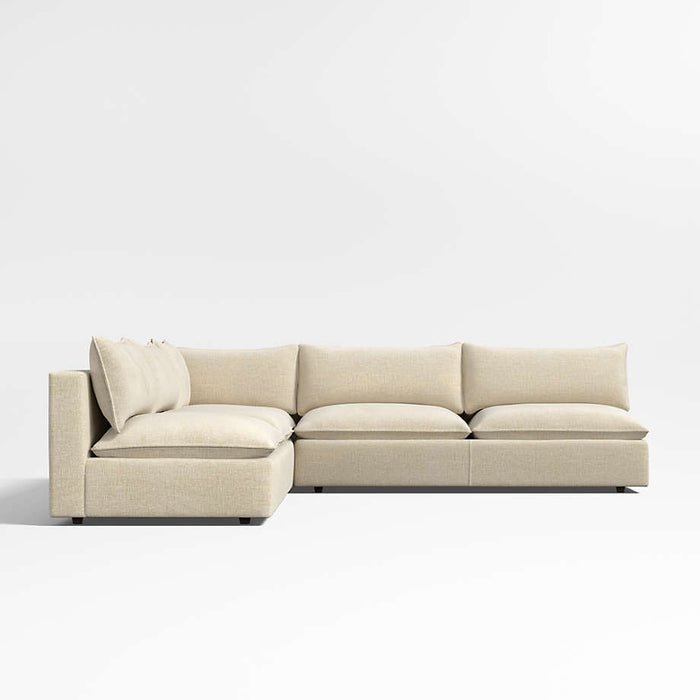 Lotus Deep Modular 3-Piece L-Shaped Armless Sectional Sofa