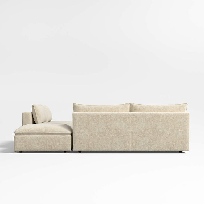 Lotus Deep Modular 3-Piece L-Shaped Armless Sectional Sofa with Ottoman