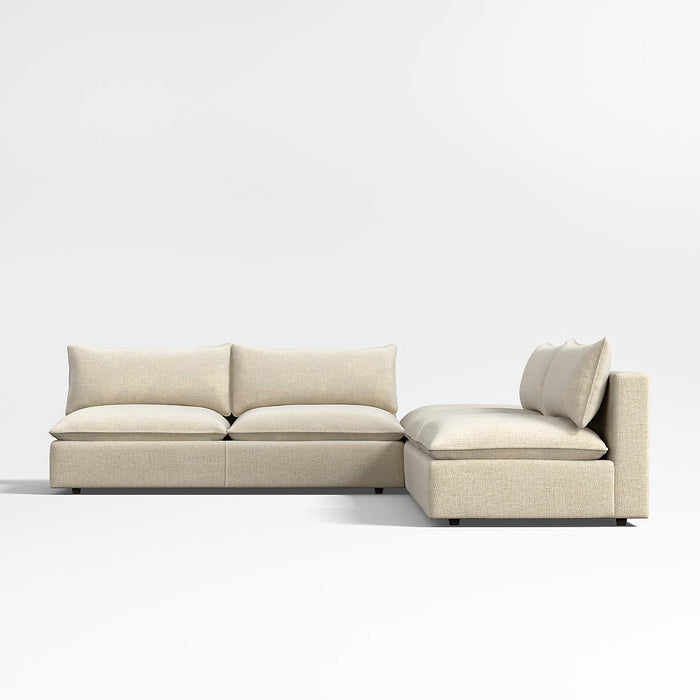 Lotus Deep Modular 3-Piece L-Shaped Armless Sectional Sofa with Ottoman
