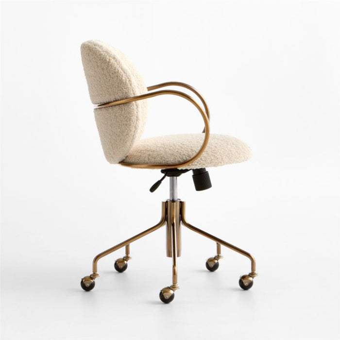 Luna Ivory Boucle Upholstered Office Chair