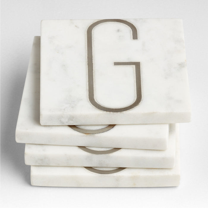 Marble "G" Monogram Coasters, Set of 4